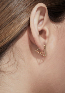 3D Triangle 18K Yellow Gold Earring, Medium