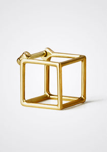 3D Square, 18K Yellow Gold Earring, Small