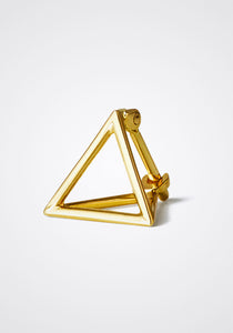3D Triangle, 18K Yellow Gold Earring, Small
