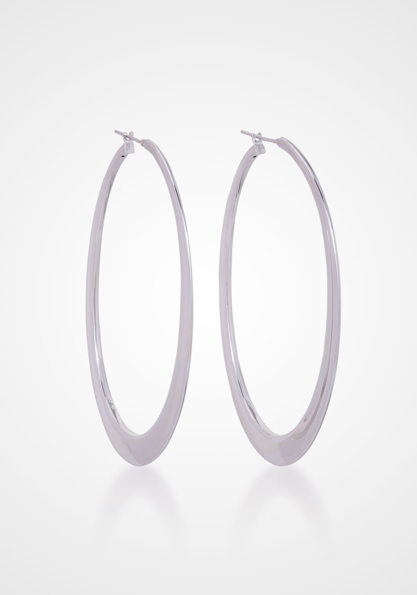 Crescent Oval, 18K White Gold Hoop Earrings
