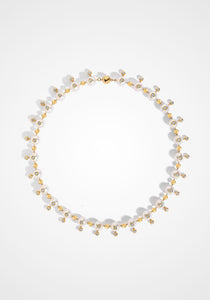 Nemara, 18K Yellow Gold, Akoya Pearl, + White Diamond Necklace