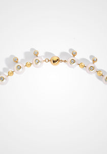 Nemara, 18K Yellow Gold, Akoya Pearl, + White Diamond Necklace